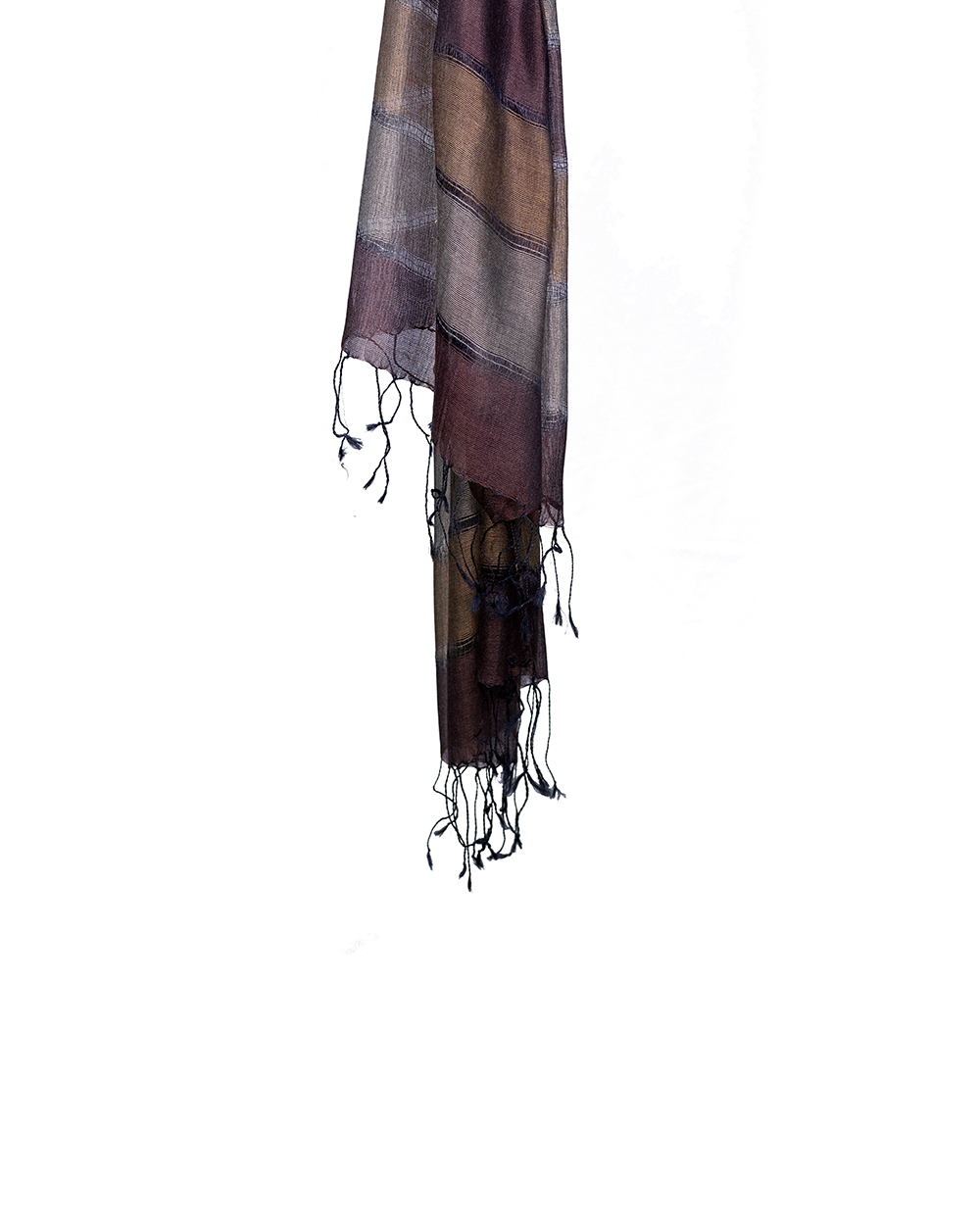 Stunning shades of brown and grey tussar silk scarf - Image 5