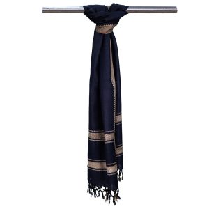 Stunning black and beige tussar eri silk scarf
