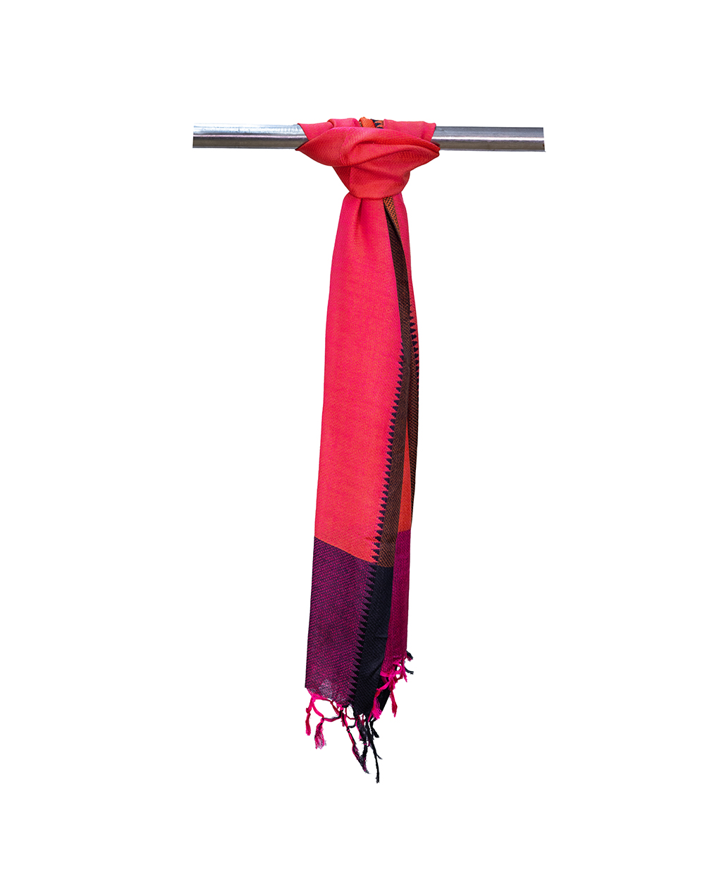 Stunning bright pink, purple and black tussar eri silk scarf - Image 2