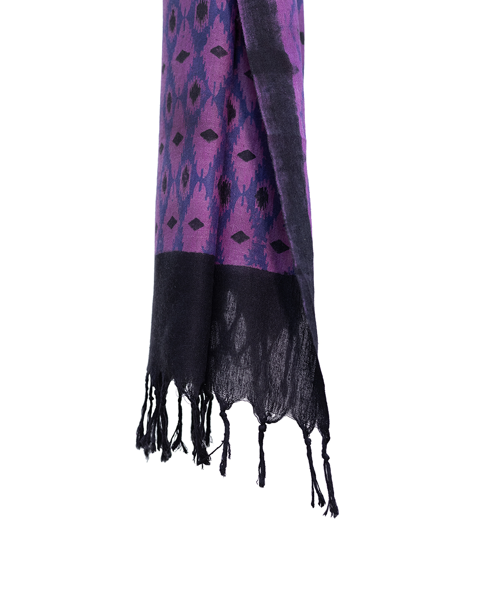 Shades of purple and black matka silk hand block print scarf - Image 5