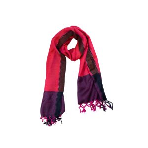 Stunning bright pink, purple and black tussar eri silk scarf