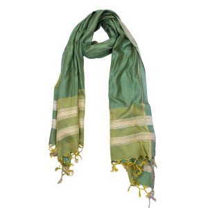 Stunning green Tussar Eri silk scarf