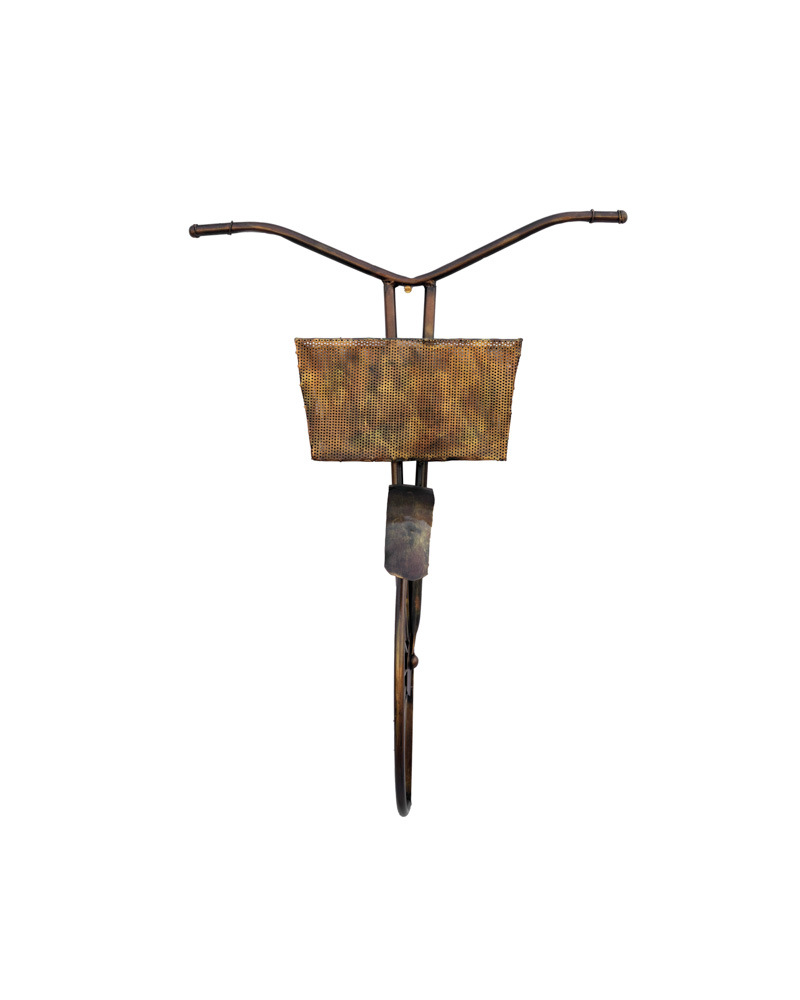 Beautiful brown bicycle flower basket wall art - Image 3
