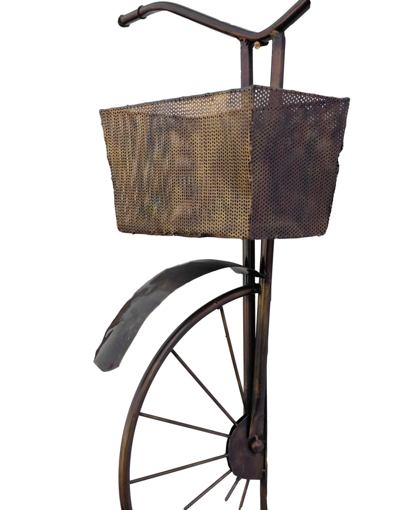 Beautiful brown bicycle flower basket wall art - Image 4