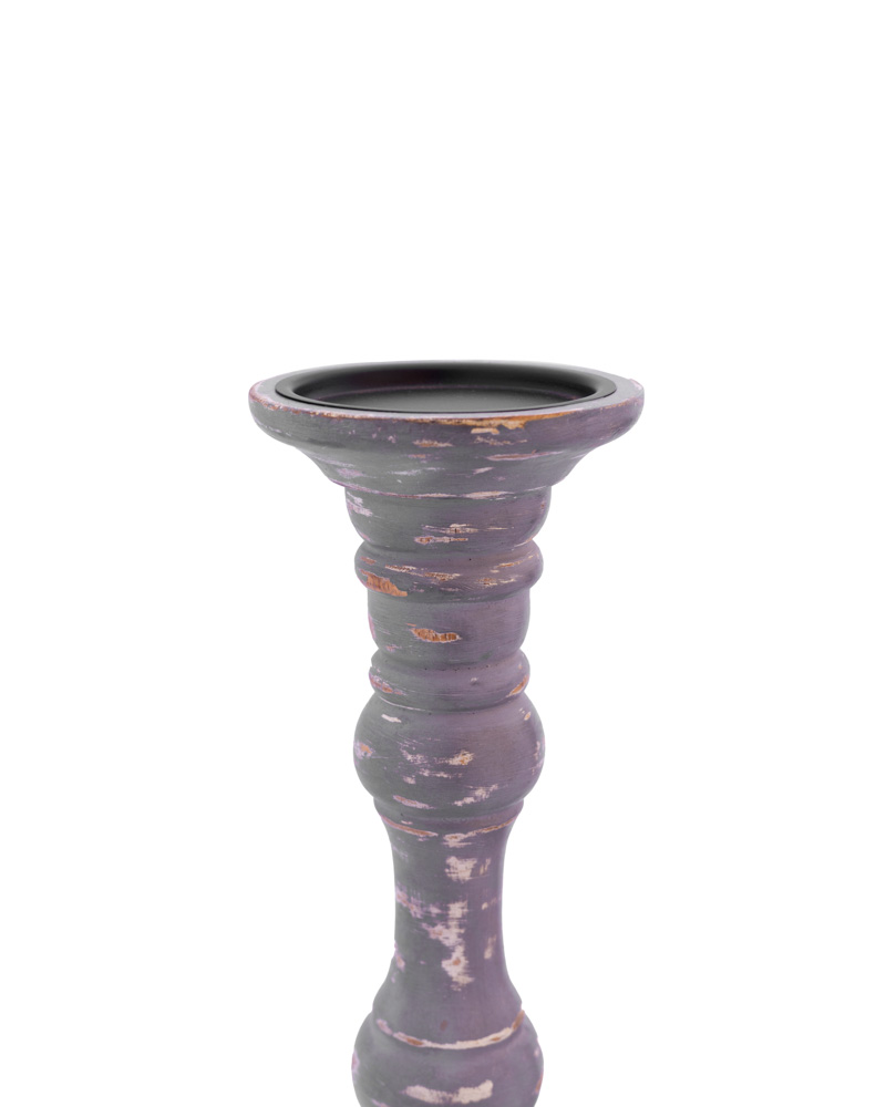 Set of 2 antique grey candleholders - Image 4