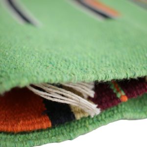 Green base vibrant multicolour dhurrie for your living space