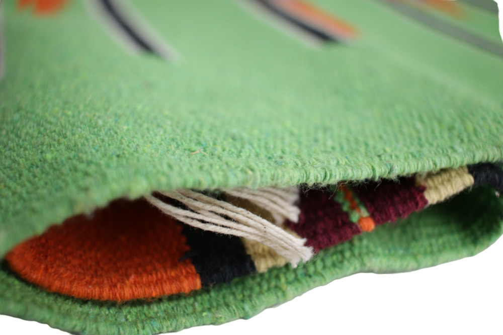 Green base vibrant multicolour dhurrie for your living space