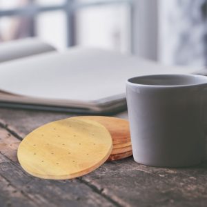 Eco-friendly round wooden coasters set of 6