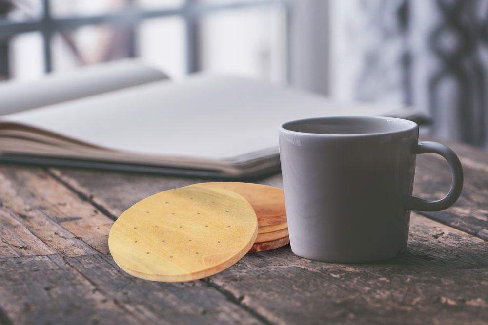 Eco-friendly round wooden coasters set of 6